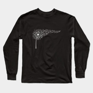 White Music dandelion with flying musical notes Long Sleeve T-Shirt